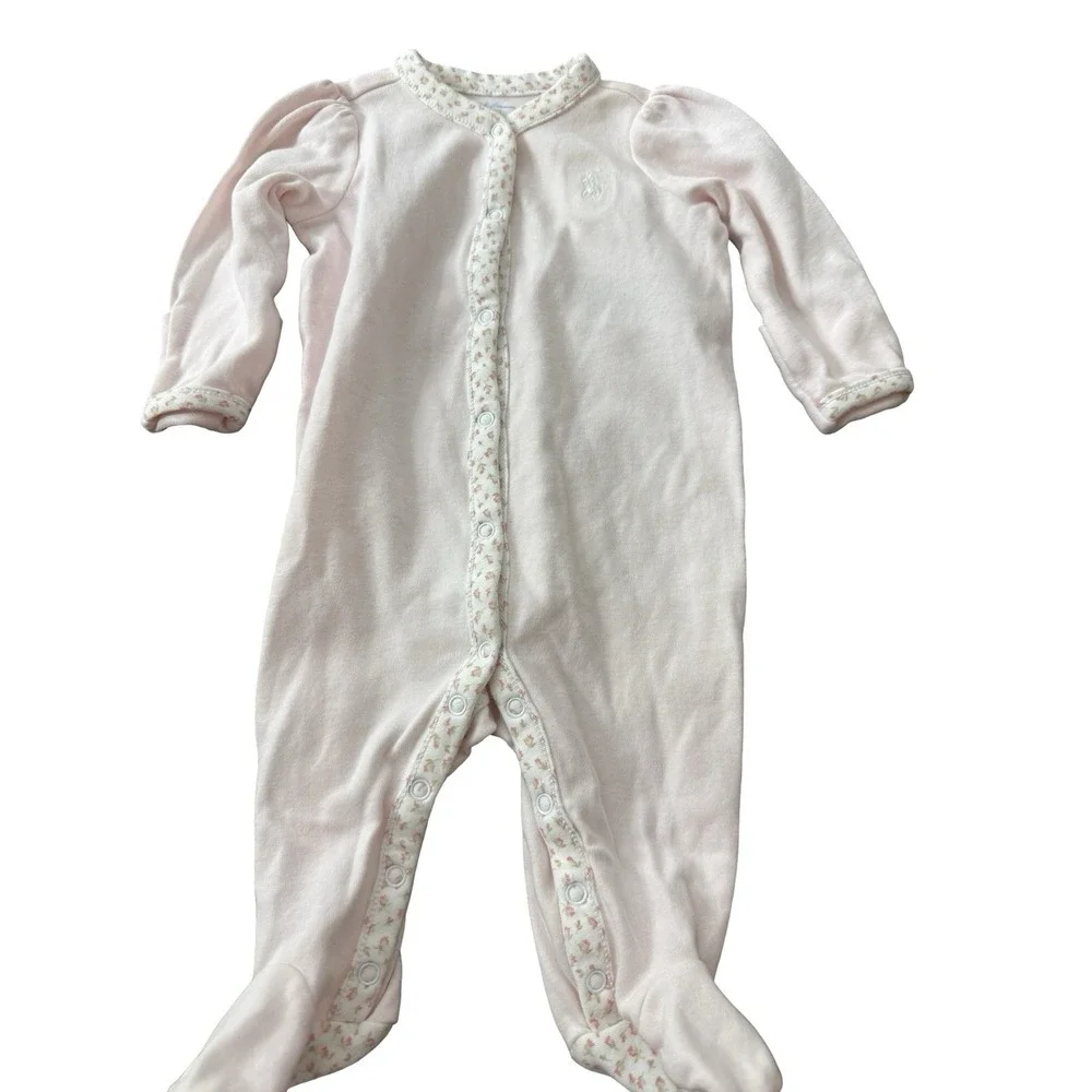 Ralph Lauren Layette size 3 months pink floral footed one piece